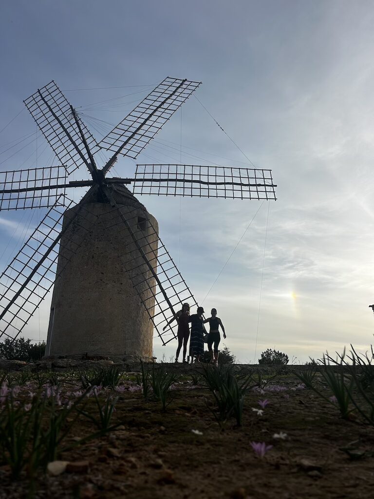 Séance de yoga détox et randonnée au célèbre moulin de Pink Floyd à Formentera, Espagne.